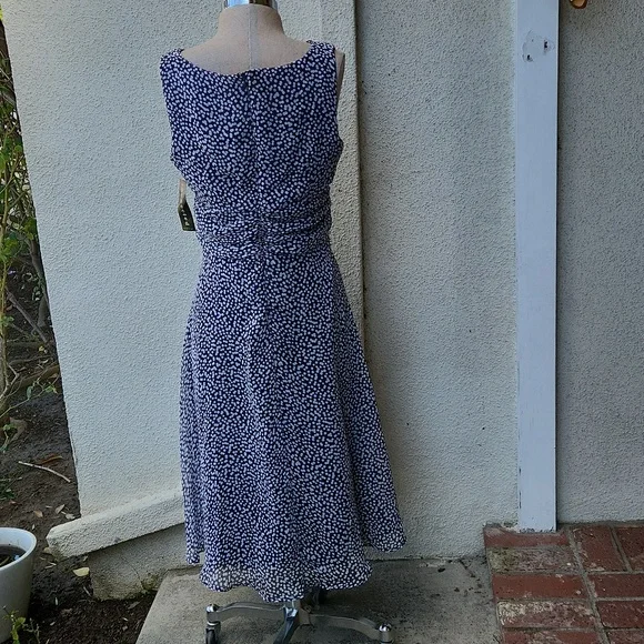 Connected Navy/ White Polka-Dot Dress - Size 12 - Picture 5 of 11